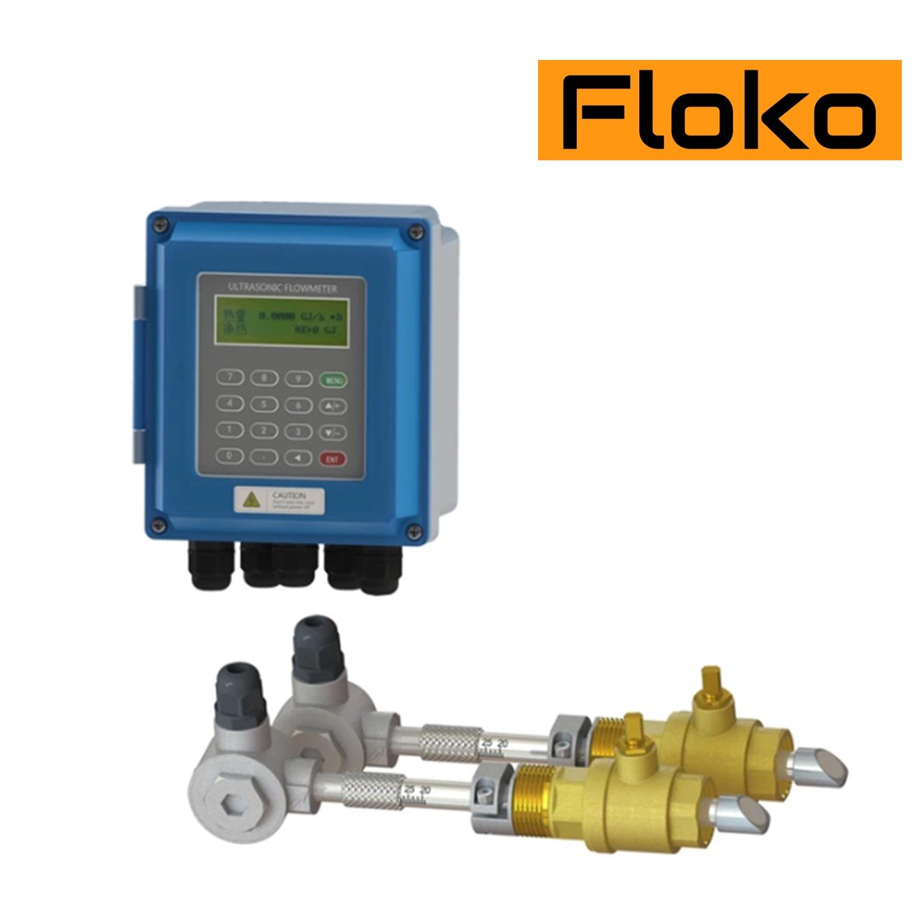 Floko FM-200I-TC-1 (transducer sensor TC-1) เครื่องวัดอัตราการไหลของเหลว แบบอุลตร้าโซนิค ชนิดเจาะท่อ Wall Mount ultrasonic flowmeter insertion type