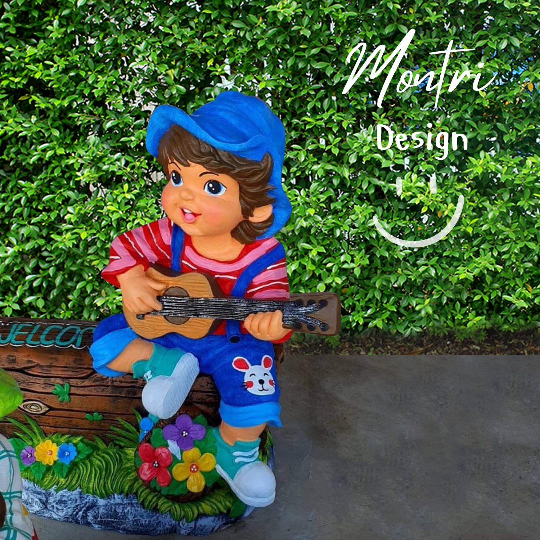 ตุ๊กตาจัดสวน จำนวน 1 คู่ ตุ๊กตาแต่งสวน ตุ๊กตาแต่งหน้าร้าน ตุ๊กตาปูนปั้น ตุ๊กตาปูนปั้นจัดสวน ตุ๊กตาปูนปั้นโคราช รุ่น NAZA77