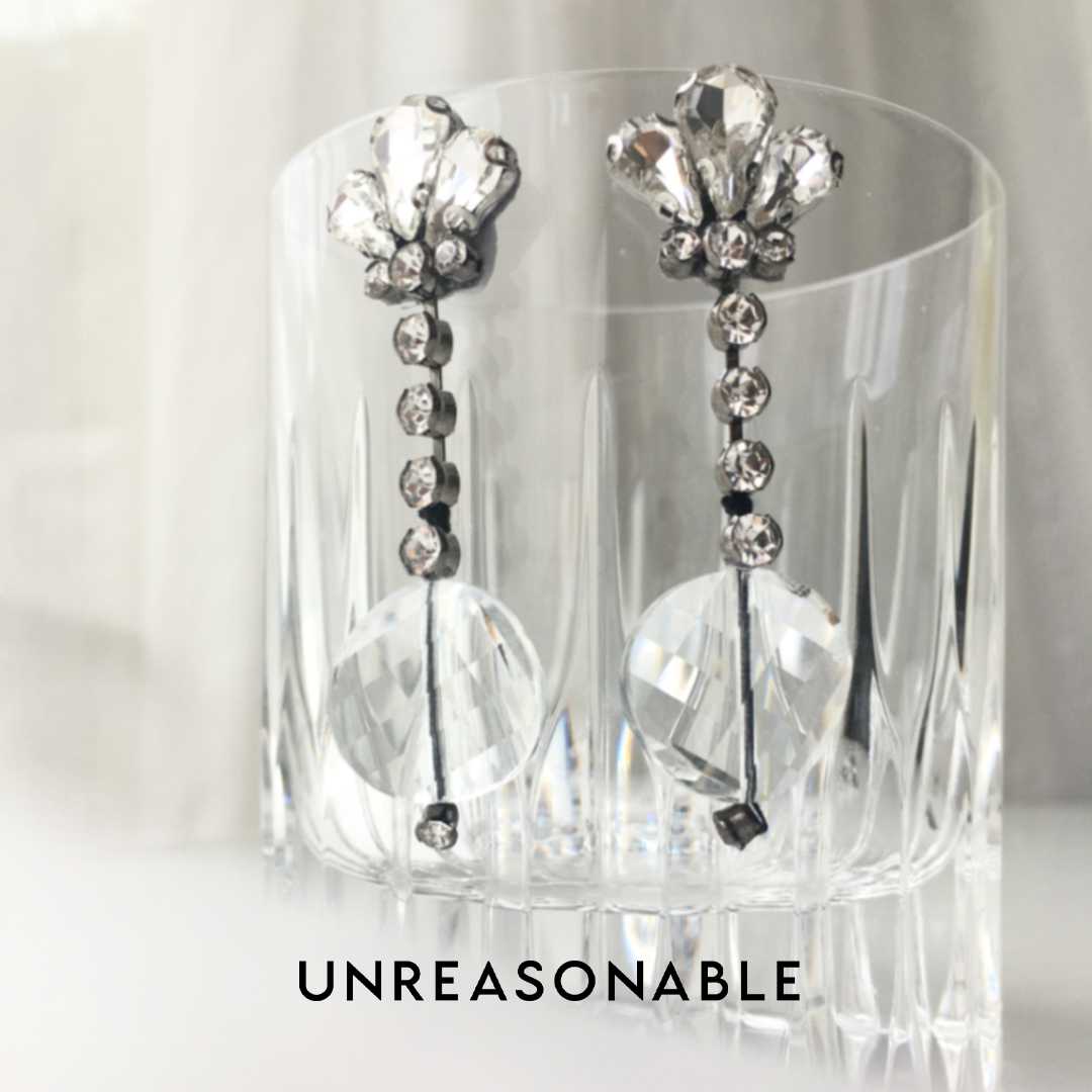 ต่างหูพลอยกระจก ต่างหูคลิป ต่างหูก้านเงินแท้ UA0729-01 Unreasonable Accessories