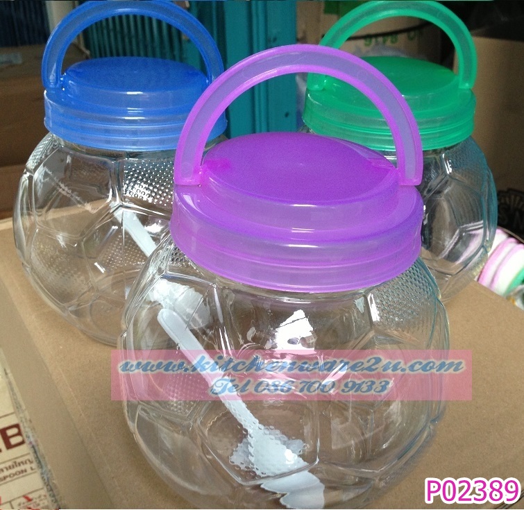 P02389 ขวดโหล PET ใหญ่ หูหิ้ว B003 (ปากกว้าง 11.3 สูง 19.0 กลางขวด 18.0 ซม) ราคาส่งต่อ 12 ใบ