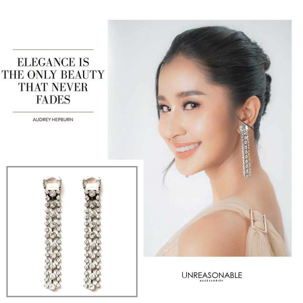 ต่างหูยาว ต่างหูคลิป ต่างหูก้านเงินแท้ น้ำหนักเบา สวยใส่สบาย UA0403-01 Unreasonable Accessories