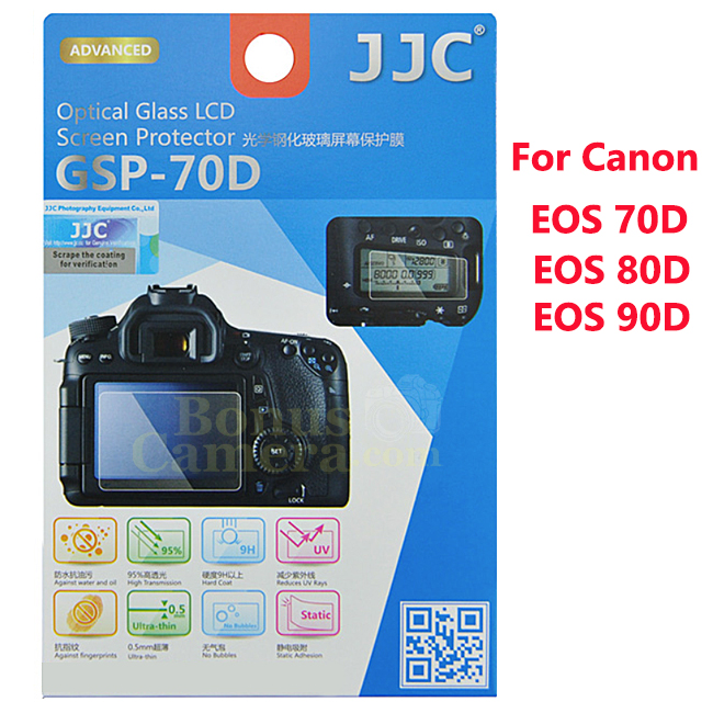 GSP-70D แผ่นกระจกกันรอยจอ Canon EOS 70D,80D,90D LCD Screen Protector