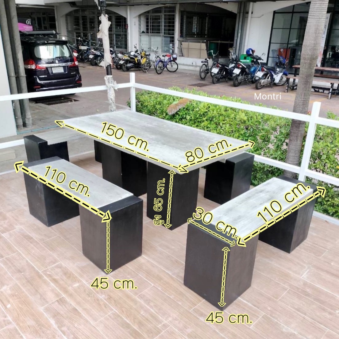 โต๊ะสนาม ชุดโต๊ะสนามกลางแจ้ง ชุดโต๊ะสนาม ร้านมนตรีศิลป์ โต๊ะสนามกลางแจ้ง ชุดโต๊ะสนาม ชุด 8 ที่นั่ง ขนาด 150*80 cm.