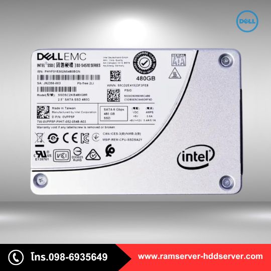 Harddisk SSD Dell 480GB SATA 6Gbps 2.5" สำหรับ R640 R740