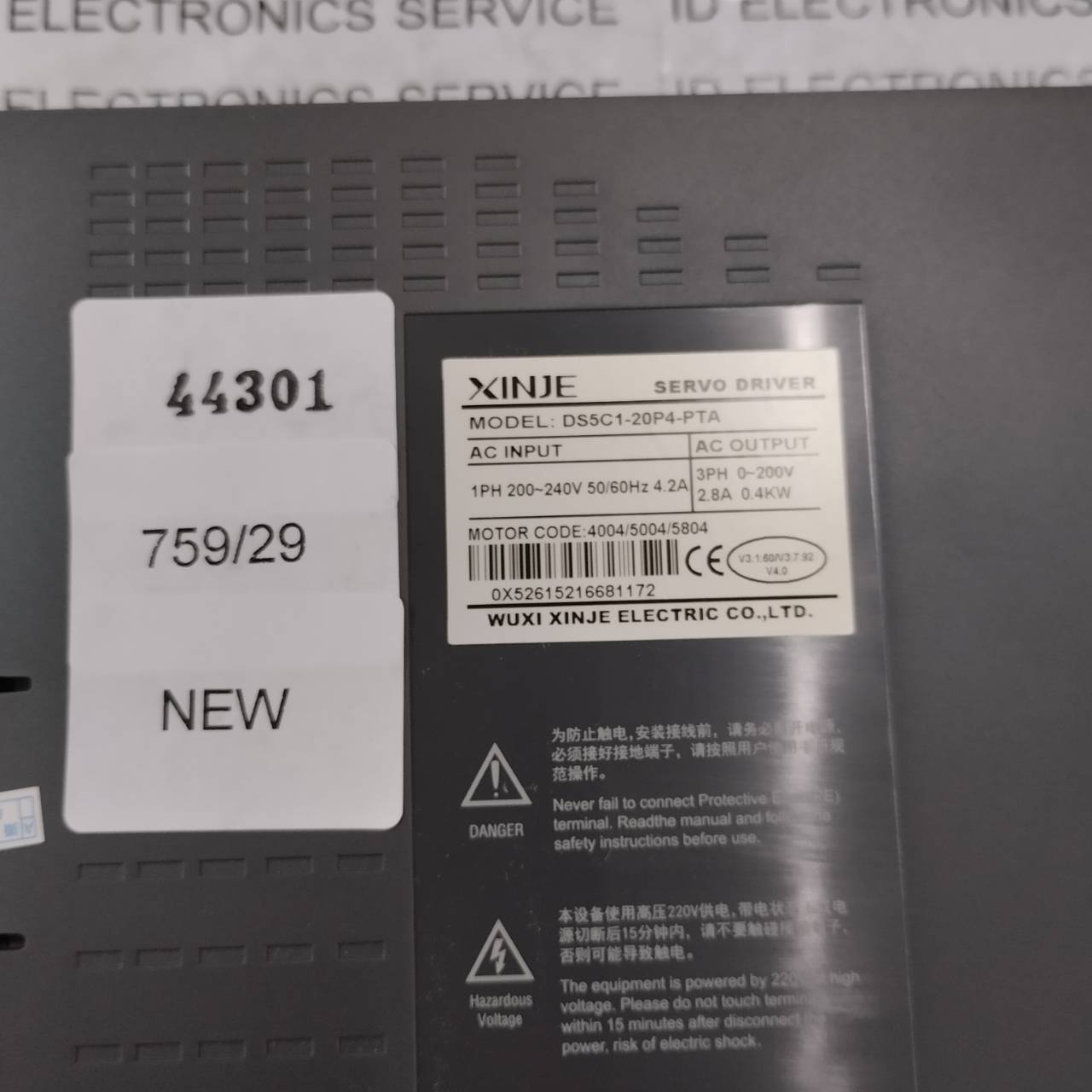 SERVO DRIVE " XINJE " MODEL : DS5C1-20P4-PTA