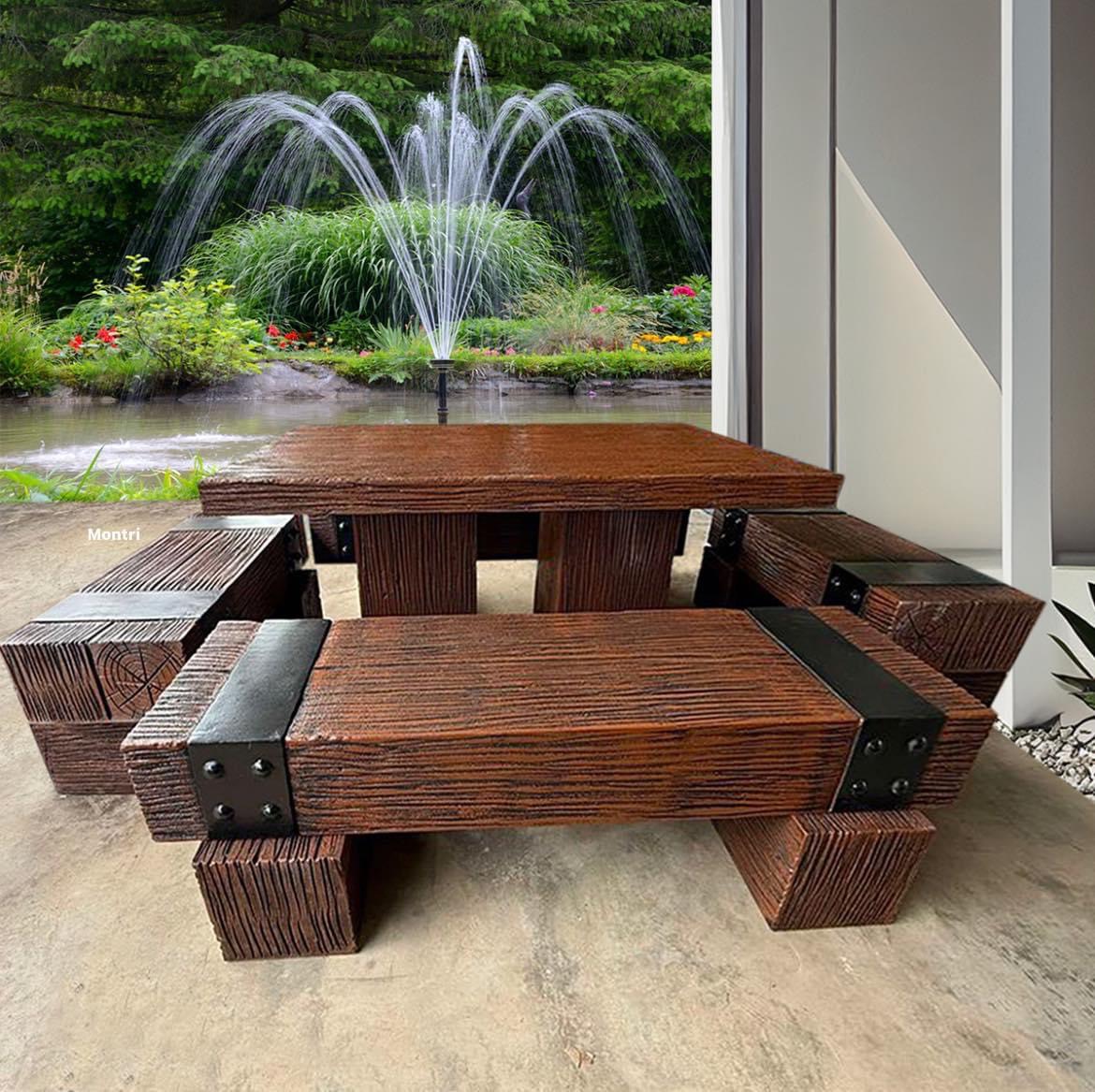 ชุดโต๊ะสนาม ไม้หมอน ขนาด 180*90 cm. นั่งได้ 10-12 คน ทนแดด ทนฝน วางได้ทั้งกลางแจ้งและในร่ม