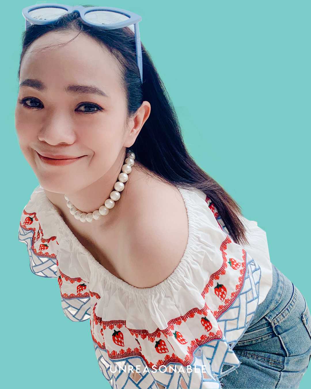 สร้อยคอมุกแก้ว 14 mm. UA0656-01 Unreasonable Accessories