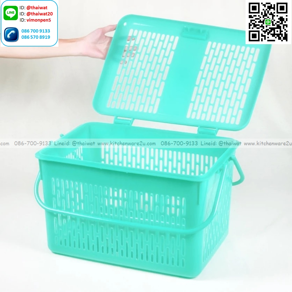 P13509 ตะกร้าหูหิ้ว มีฝาปิด (38*49*32.5 cm) สีหวาน No.333 (ราคาขายส่งต่อ 12 ใบ :เฉลี่ย 125 บต่อใบ)