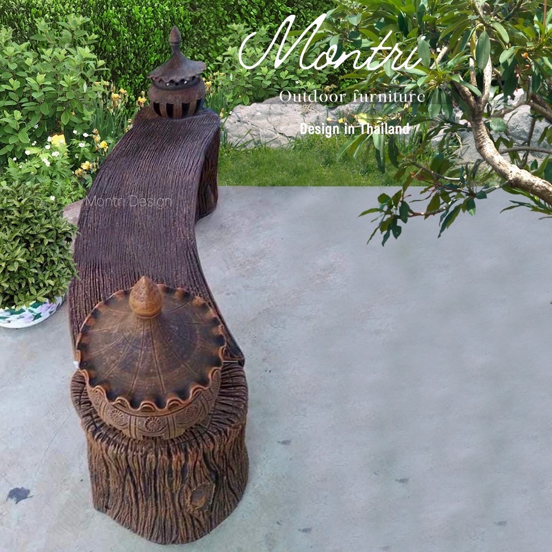 เก้าอี้โคมไฟทรงโค้ง เก้าอี้สนาม โคมไฟสนาม เก้าอี้ปูนลายไม้ โคมไฟสวน ออกแบบให้ใช้งานอย่างมีประสิทธิภาพ