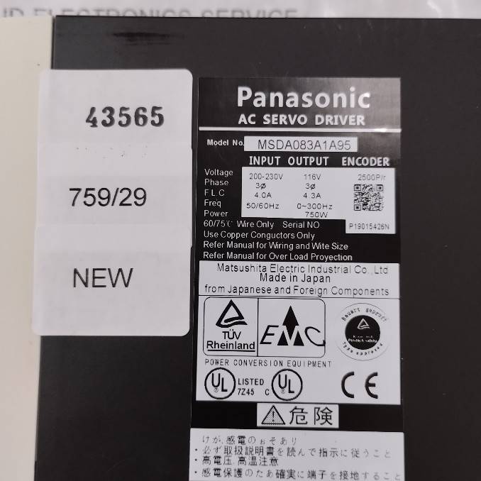 SERVO DRIVE " PANASONIC " MODEL : MSDA083A1A95