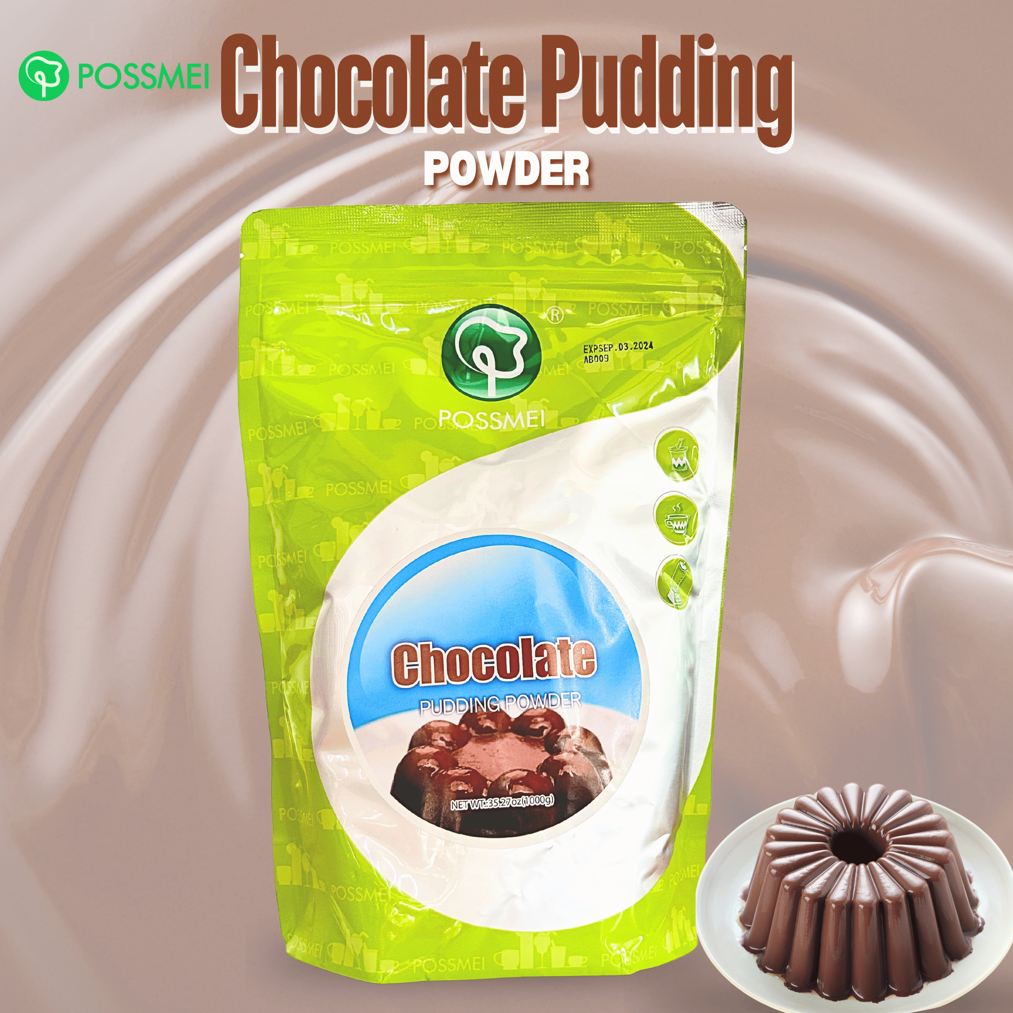 ผงพุดดิ้งช็อกโกแลต ตราโพสเม่ Chocolate Pudding Powder ขนาด 1 กิโลกรัม