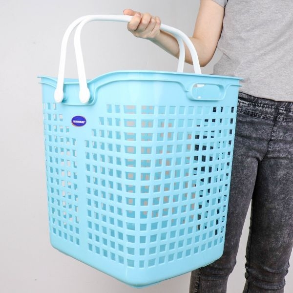 P03335 ตะกร้าผ้าเหลี่ยม (31x 45x 37ซม.) มีหูหิ้ว แข็งแรง No.5953 เกรดเอ อย่างดี ราคาขายส่งต่อ 1 โหล : 12 ใบ : เฉลี่ย 135 บต่อใบ