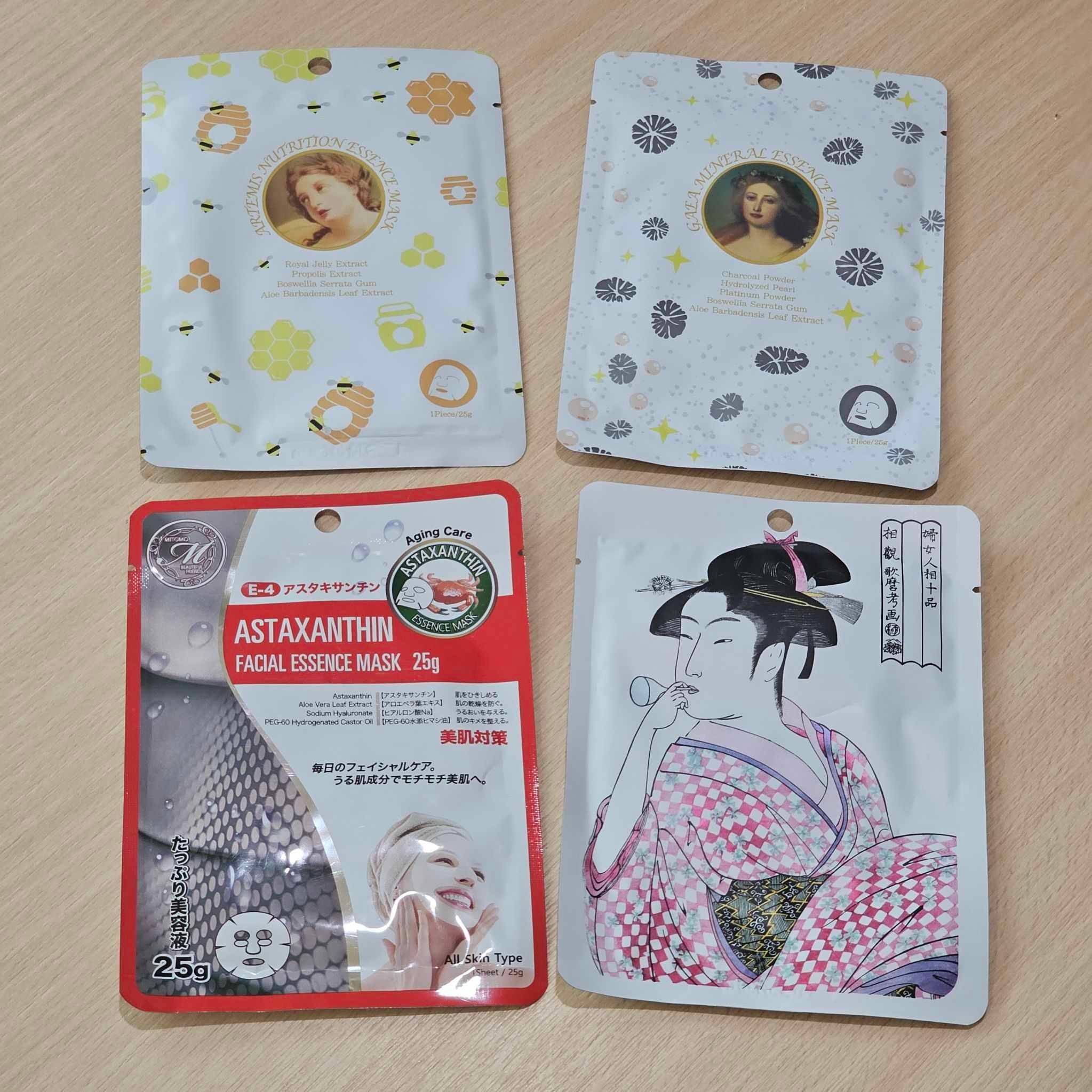 มาร์คหน้าคละสูตร made in japan 1 เซต ได้ 5 ซอง ในราคาคุ้มๆ 120 บาท เท่านั้น