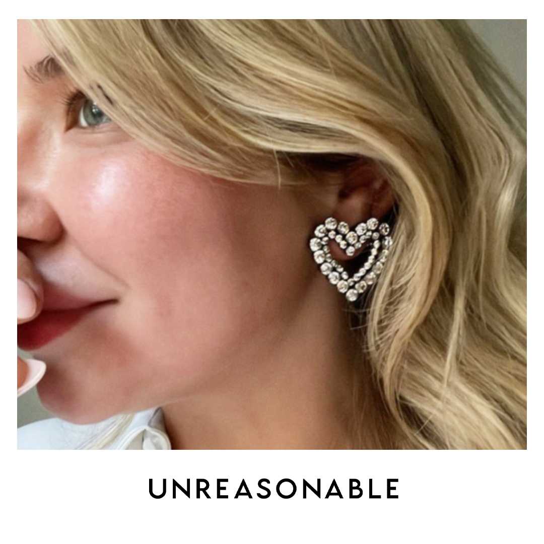 ต่างหูหัวใจ Crystal ต่างหูคลิป ต่างหูก้านเงินแท้ น้ำหนักเบา สวยใส่สบาย UA0711 Unreasonable Accessories