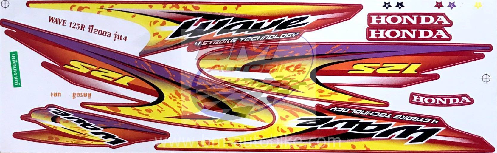 สติ๊กเกอร์ WAVE-125R ปี2003 รุ่น4 แดง 500 กรัม