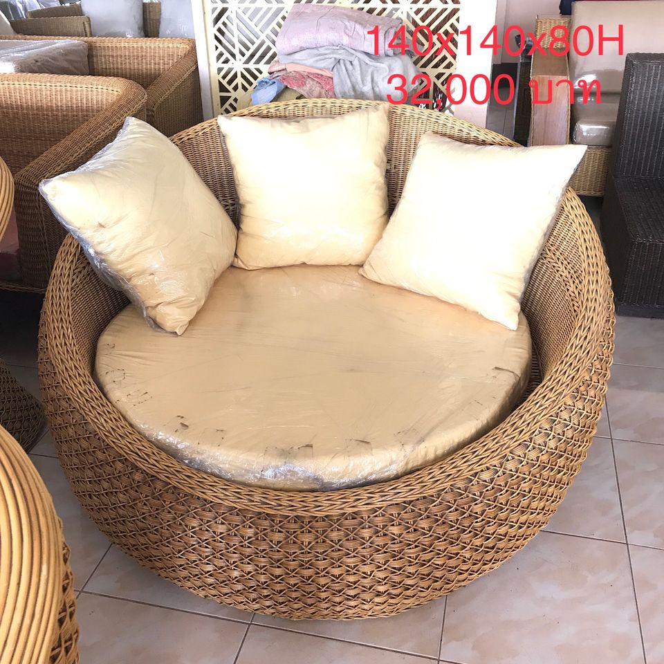 โซฟากลมหวายแท้ลายเพชร