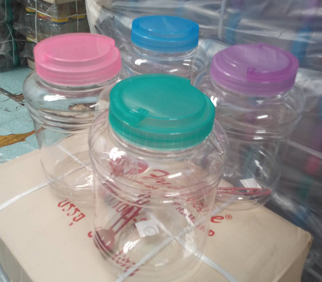 P10269 ขวดโหลใส PET จัมโบ้ 5 ลิตร (17.3 x 17.3 x 25 ซม) No.1006 (ราคาส่งต่อ 3 โหล: 36 ใบ:เฉลี่ย 310 บต่อโหล)