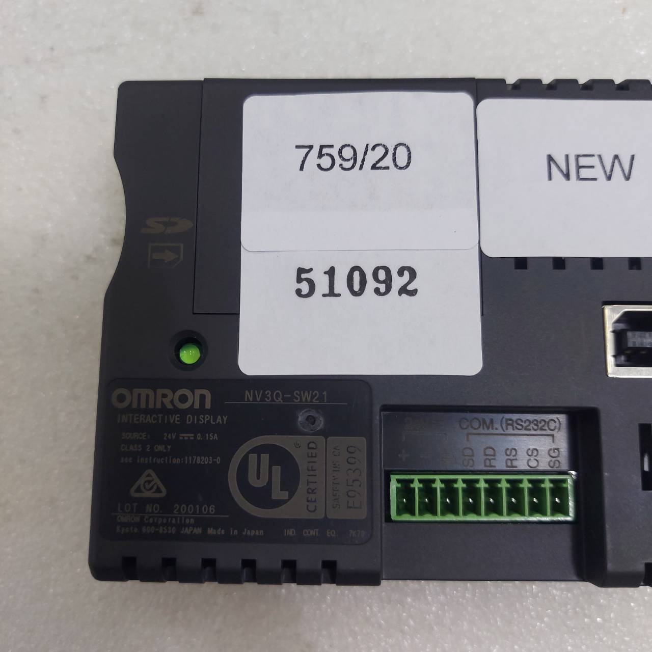 LCD TOUCH SCREEN " OMRON " MODEL : NV3Q-SW21