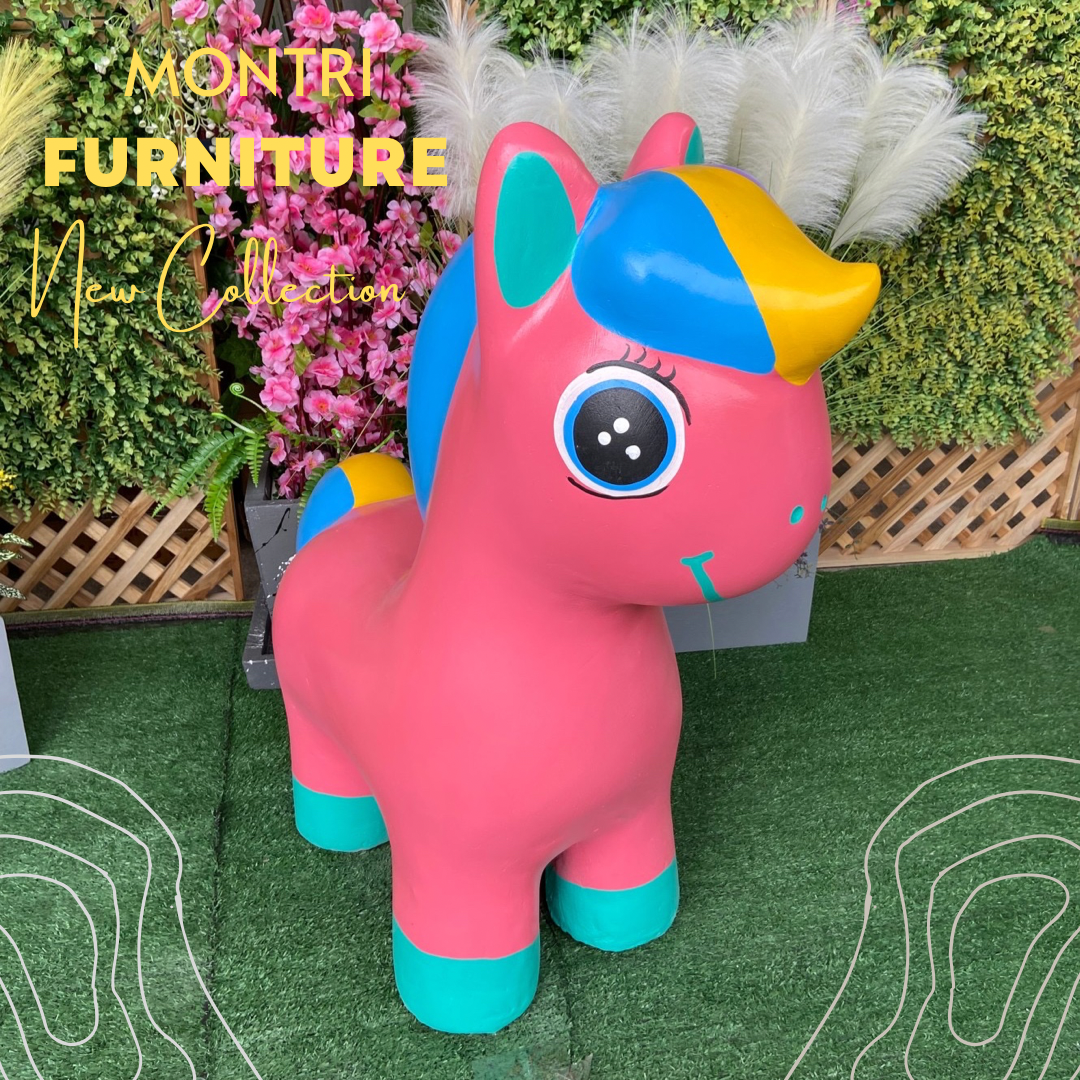 เก้าอี้รูปโพนี่ ม้านั่งม้าโพนี่ เก้าอี้ม้ายูนิคอร์น สีชมพู