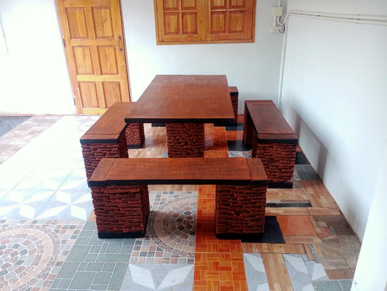 ชุดโต๊ะสนามกลางแจ้ง ชุดโต๊ะสนาม โต๊ะสนาม ชุด 8 ที่นั่ง ขนาด 150*80 cm