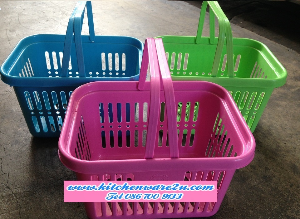 P05869 ตะกร้า หูหิ้ว (ขนาด 20 * 28 สูง 18 ซม.) สีหวาน เกรดเอ 501 (ราคาส่งต่อโหล: 12 ใบ)