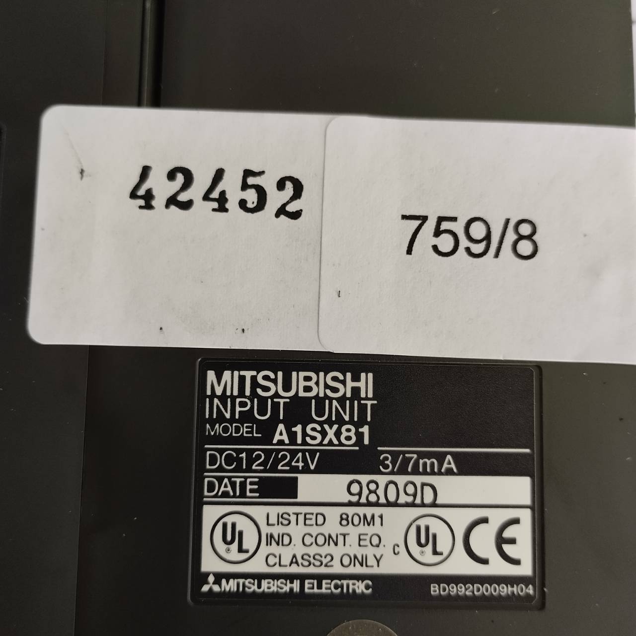 PLC " MITSUBISHI " MODEL : A1SX81