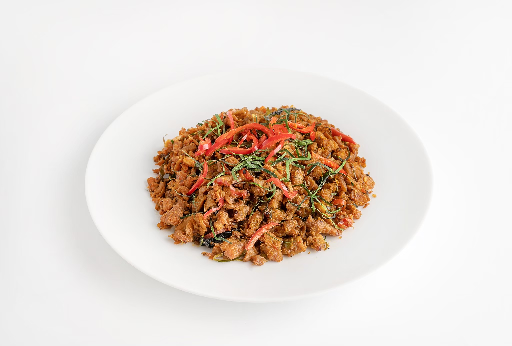 คั่วกลิ้งสูตรเจ (Mushroom and vegan porkless stir fried with curry paste)