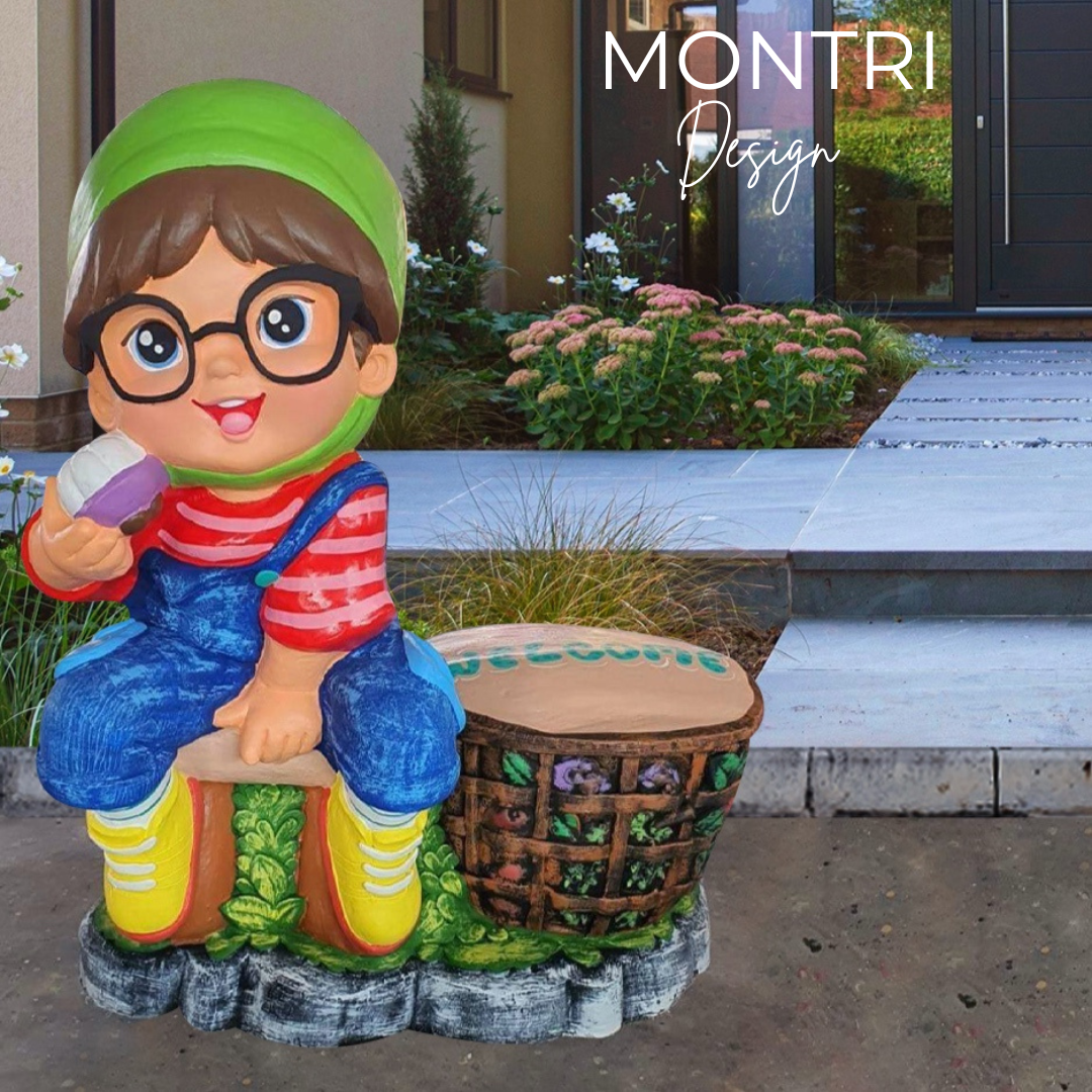 ตุ๊กตาจัดสวน จำนวน 1 คู่ ตุ๊กตาแต่งสวน ตุ๊กตาแต่งหน้าร้าน ตุ๊กตาปูนปั้น ตุ๊กตาปูนปั้นจัดสวน ตุ๊กตาปูนปั้นโคราช รุ่น NAZA99