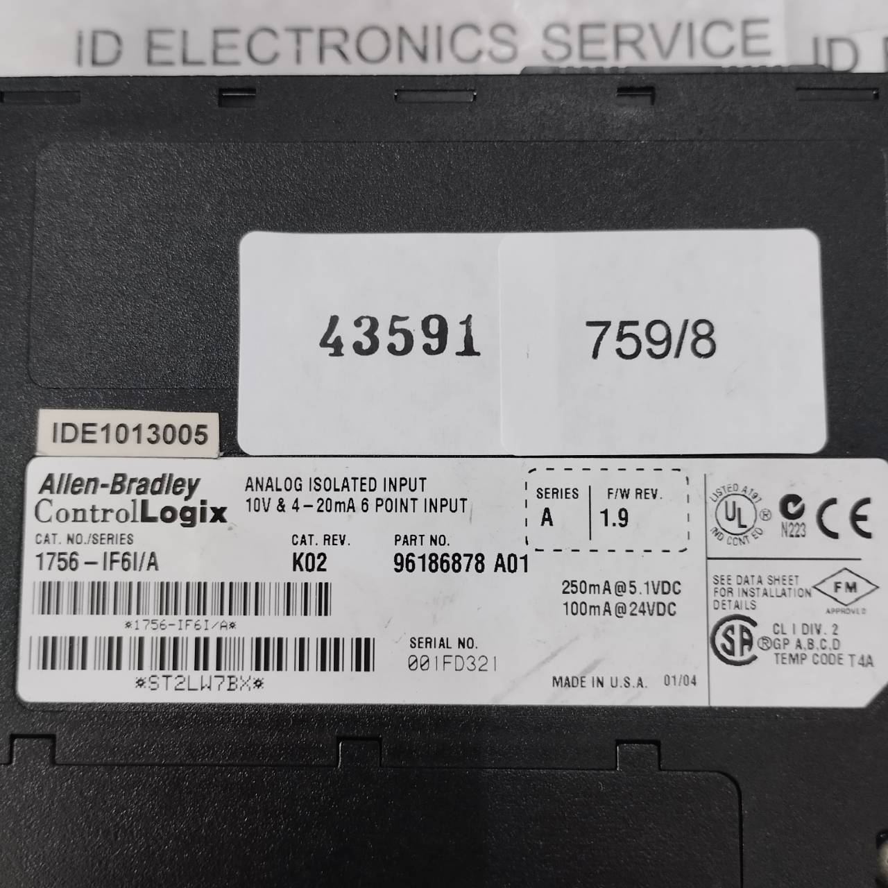 PLC " ALLEN-BRADLEY " MODEL : 1756-IF6I