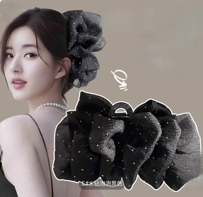 💗มาหยากิ๊ฟช้อป 💗 กิ๊บหนีบผมดิ้นเงิน สวยหรู ดูแพง ขนาดประมาณ 19 ซ.ม. แฟชั่นประดับผม สุภาพสตรี