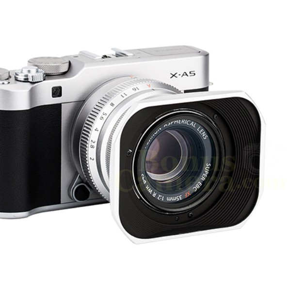 LH-JXF35SII ฮู้ดสีเงินพร้อมฝาปิดแบบเหลี่ยม for FujiFilm XF 23mm 35mm f/2 R WR,XC 35mm F2 Lens Hood