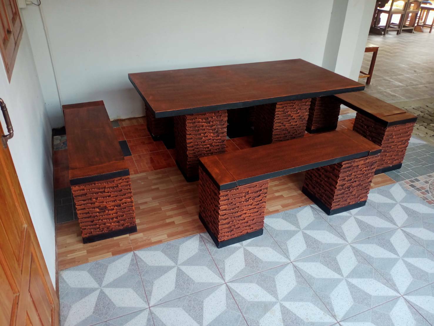 ชุดโต๊ะสนามกลางแจ้ง ชุดโต๊ะสนาม โต๊ะสนาม ชุด 8 ที่นั่ง ขนาด 150*80 cm