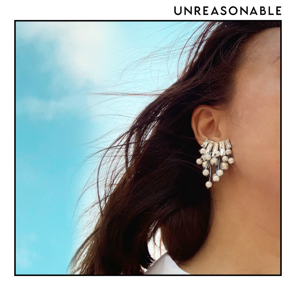 ต่างหู สีดำ ต่างหูคลิป ต่างหูก้านเงินแท้ น้ำหนักเบา สวยใส่สบาย UA0602-01 Unreasonable Accessories