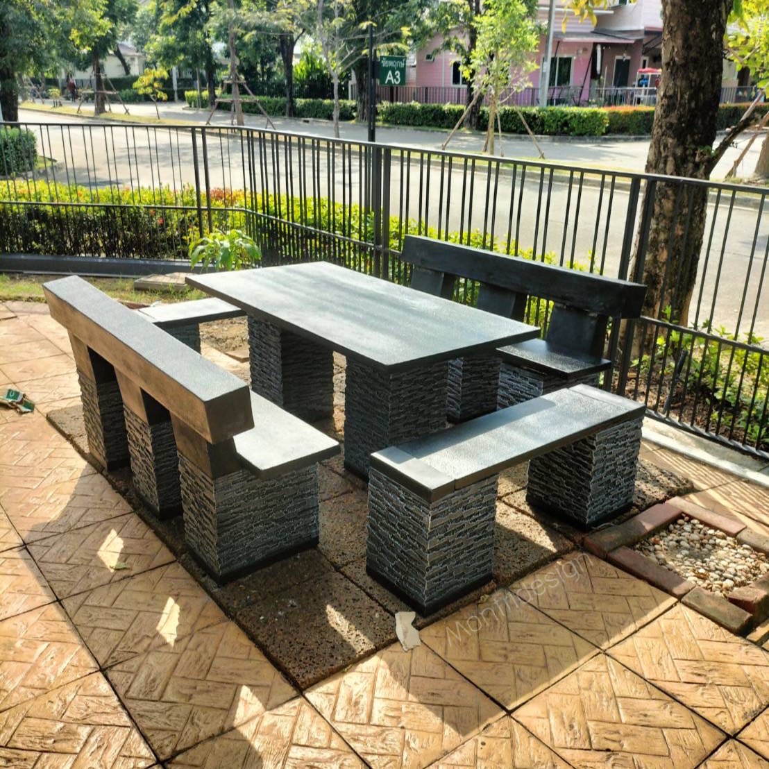 โต๊ะโมเดิร์นพนักพิง โต๊ะสนามปูนปั้น โตีะสนามโมเดิร์น ขนาด 150*80 cm. รุ่น LA03