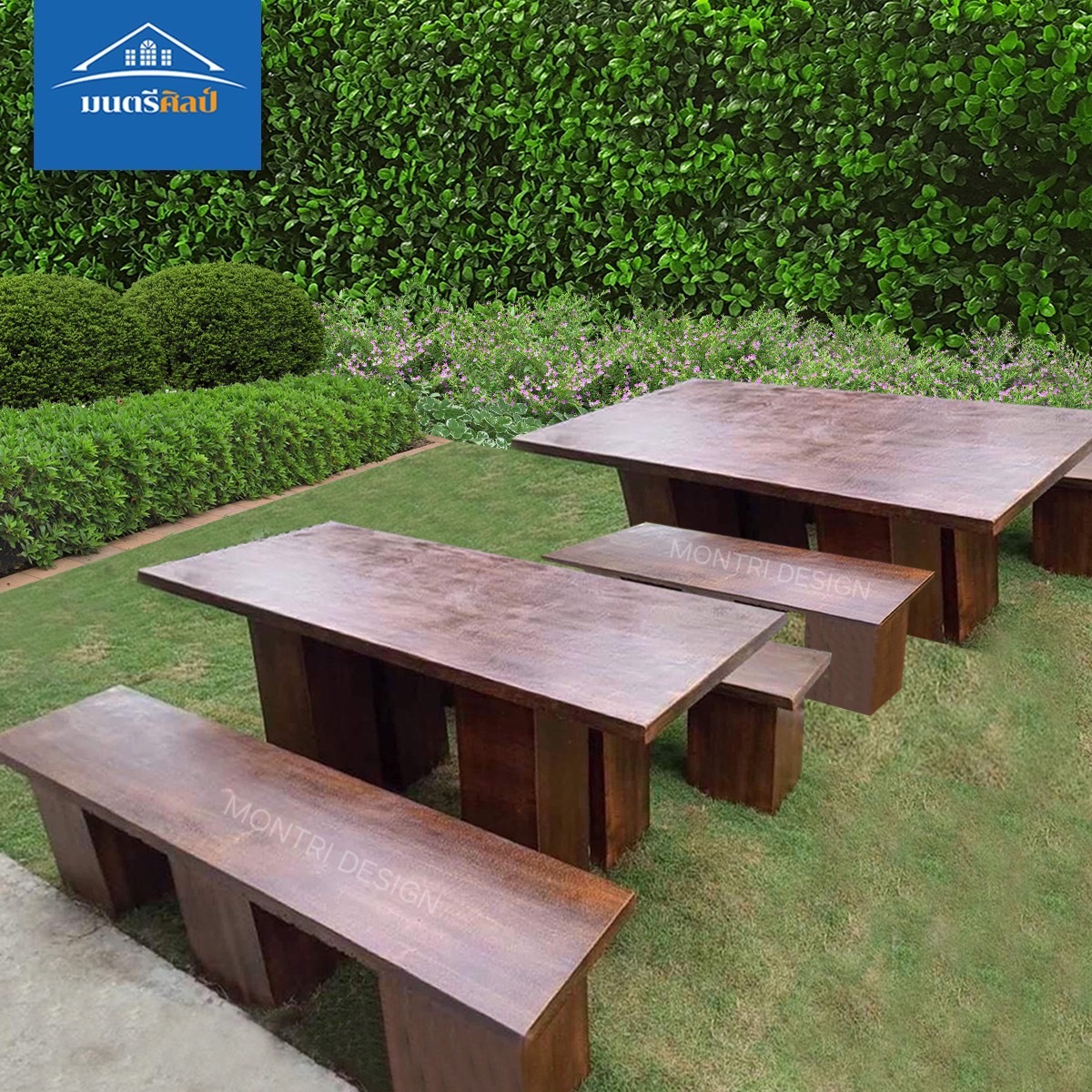 ชุดโต๊ะปูนลายไม้ โต๊ะปูนลายไม้ รุ่น NF14 สไตล์โมเดิร์น