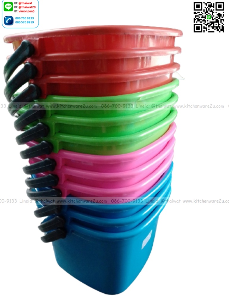 P06943 ถังน้ำทรงเหลี่ยมสูง ขนาด 27*27*20 ซม เหนียว ทน 919 (ราคาส่งต่อ 6 โหล: 72 ใบ:เฉลี่ย 260 บาท/โหล)