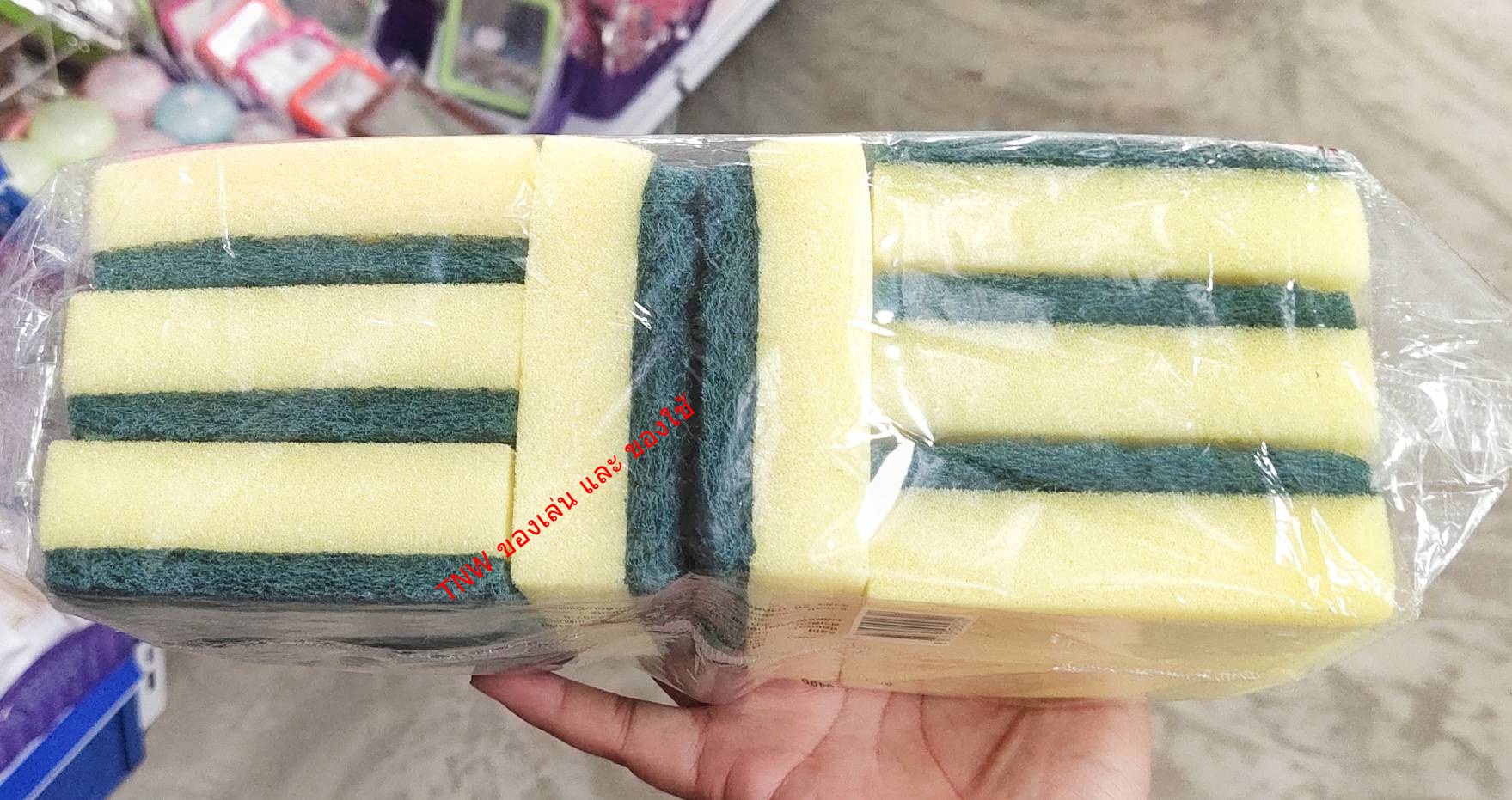 ฟองน้ำล้างจาน ล้างสะอาด ขัดคราบได้ในตัว ( บรรจุ 8 ชิ้น )