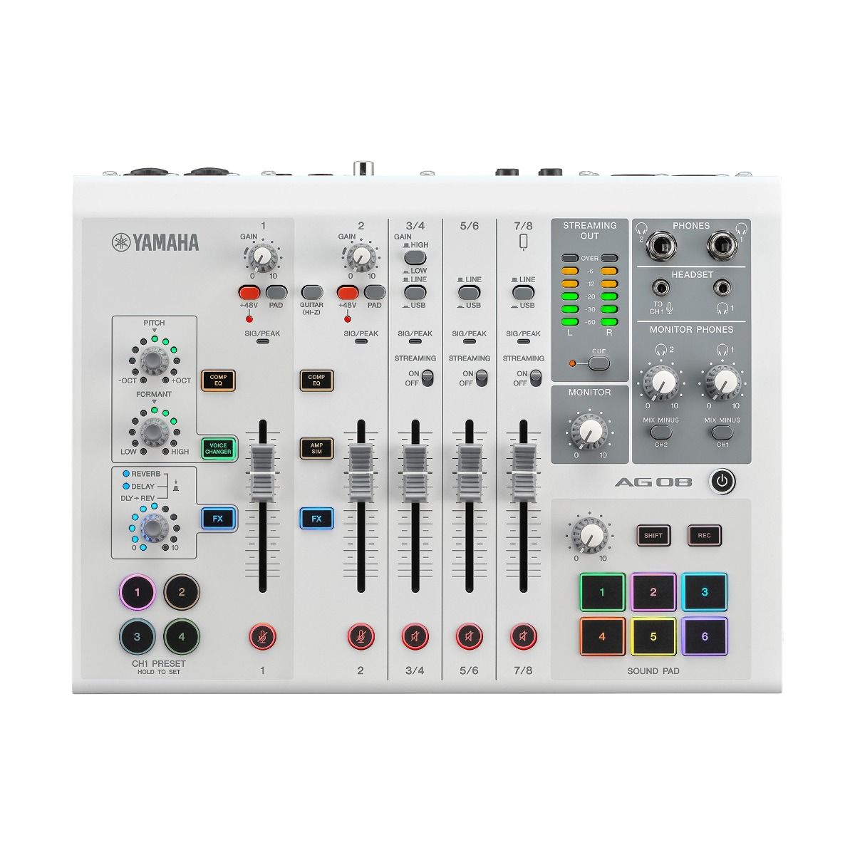 YAMAHA AG08 8 Ch. Live Streaming Mixer (สีขาว)