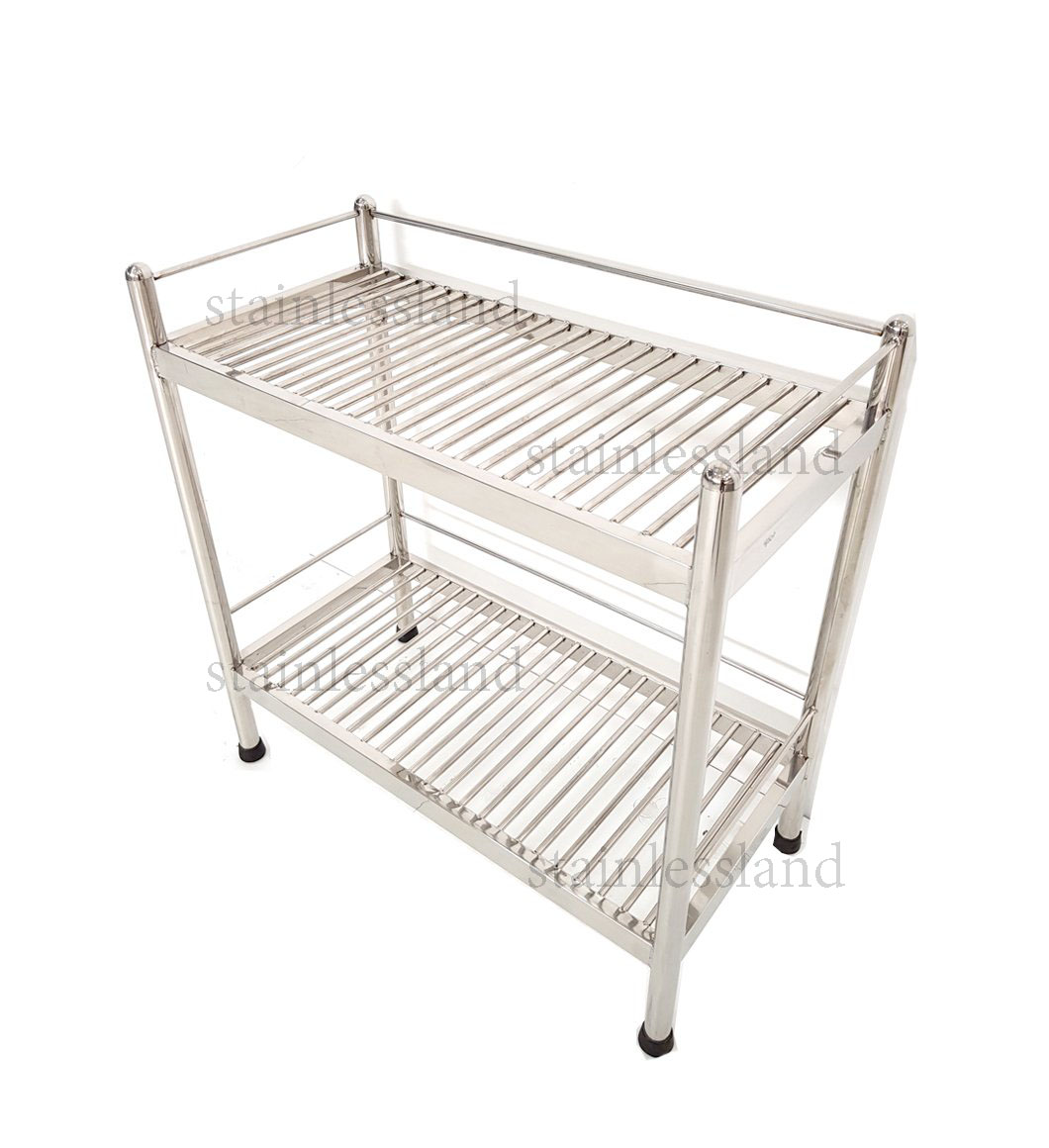 ชั้นวางสแตนเลส 2ชั้น ตะแกรง (แบบซี่ ) 40x80x80 ซม.