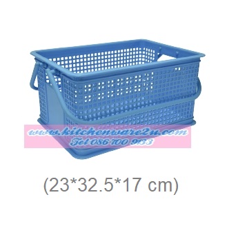 P04399 ตะแกรงเหลี่ยม ซ้อนได้ มีหูหิ้ว (23*32.5*17 cm) เกรดเอ สีสวย หนามาก No.1940 ราคาส่ง 1 โหล: 12 ใบ