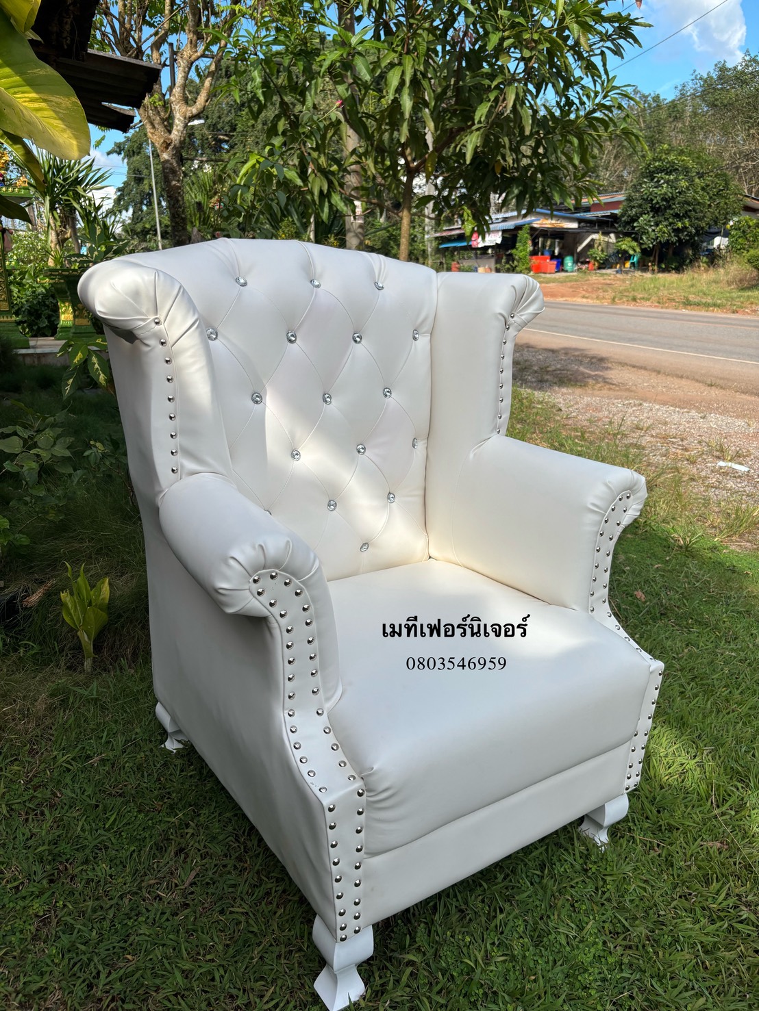โซฟาเจ้าหญิงสีขาว สุดหรู 1 ที่นั่ง ไซส์มินิ สไตล์วินเทจ (สั้งครั้งละ1ตัว)