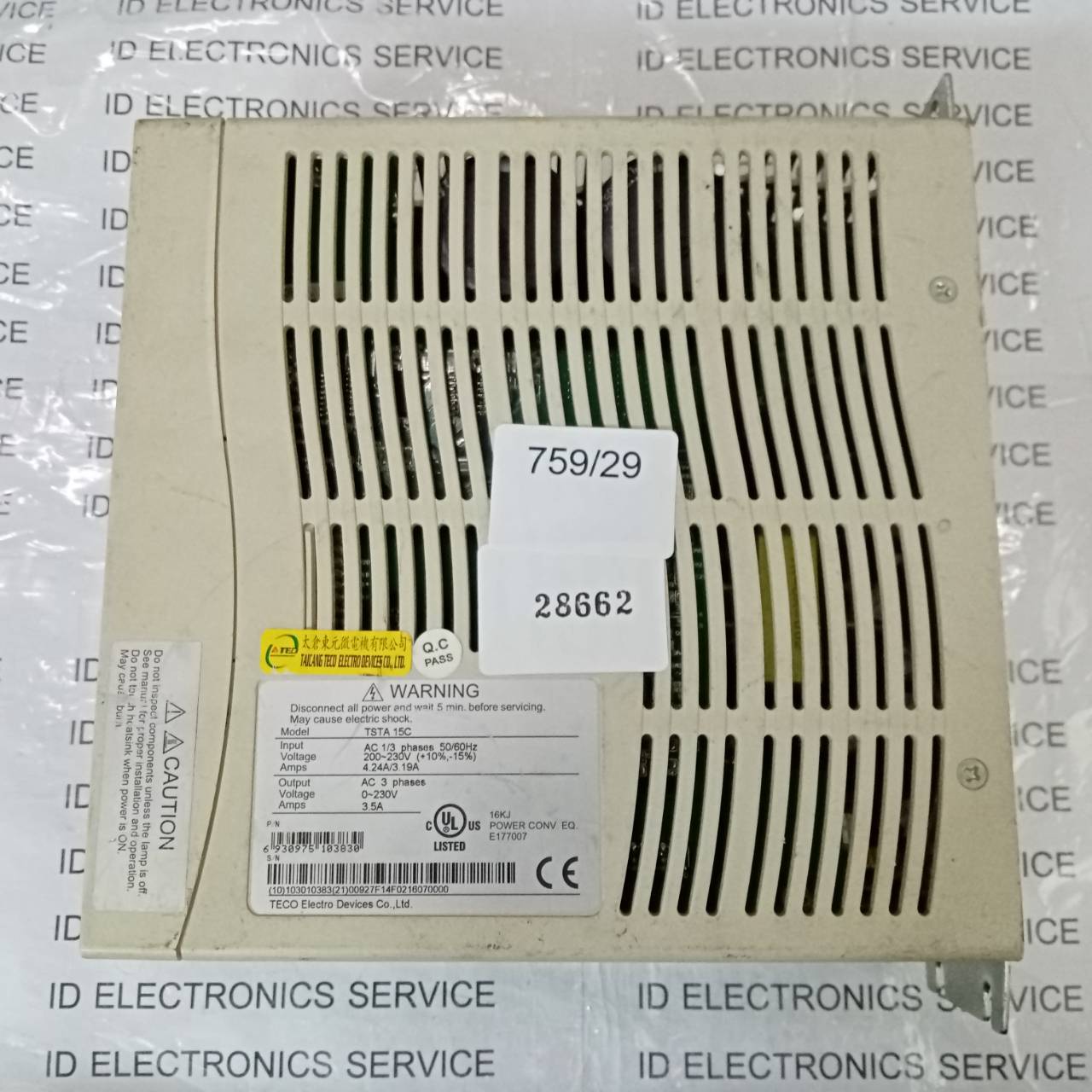 SERVO DRIVE " TECO " MODEL : TSTA 15C