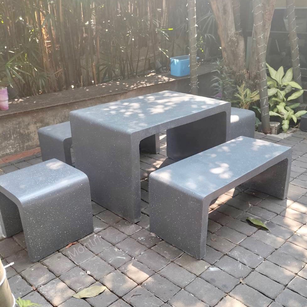โต๊ะสนาม โต๊ะสนามกลางแจ้ง ชุดโต๊ะสนาม ชุดโต๊ะสนาม ชุดโต๊ะปูนซีเมนตร์ รุ่น Loft ลายหินอ่อน