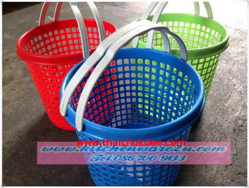 P03987 ตะกร้ากลม มีหู (16.5*16.5*16 cm) No.201 ราคาขายส่งต่อโหล : 12 ใบ