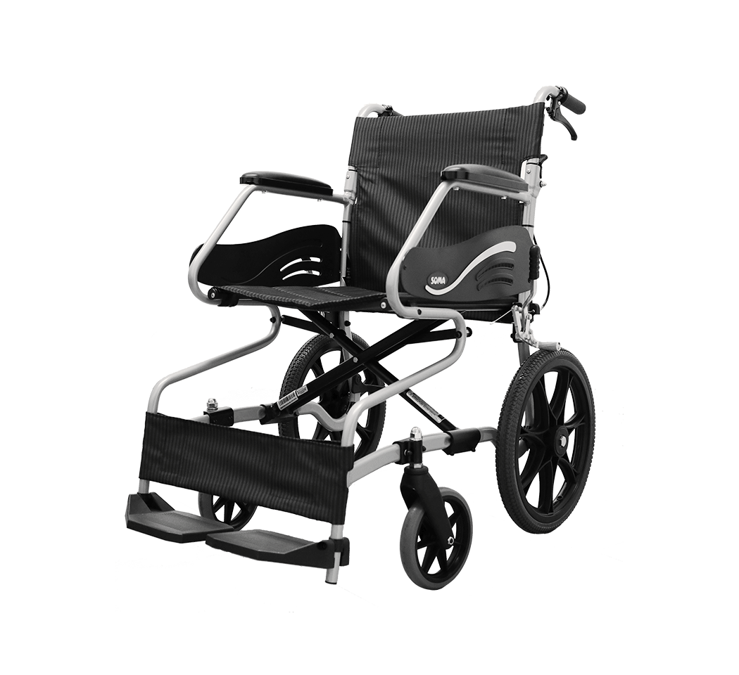 รถเข็นอลูมินัมอัลลอยด์โซม่า รุ่น SOMA 150.3 F16 ล้อหลังเล็ก 16 นิ้ว (WheelChair SOMA 150.3 F16) เหมาะแก่การเดินทาง น้ำหนักเบา แข็งแรงทนทาน ของแท้จากศูนย์ไทย รับประกัน 1 ปี