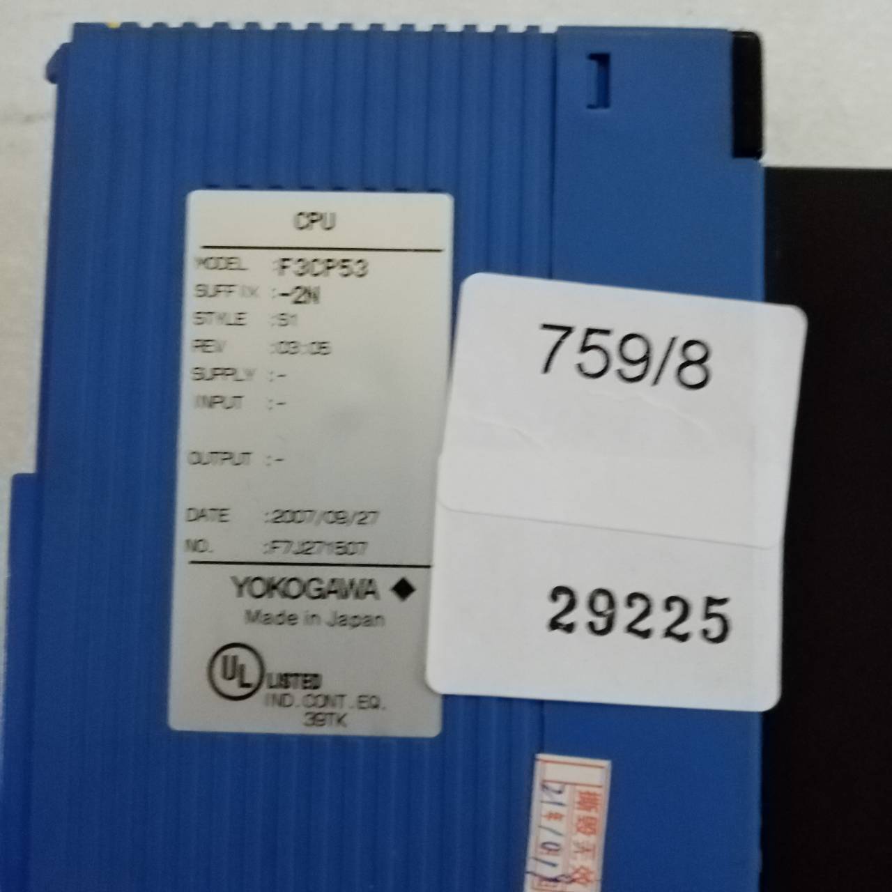 PLC " YOKOGAWA " MODEL : F3CP53-2N