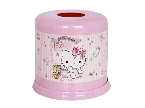 P10433 กล่องทิชชู่กลม ลายคิตตี้ (12.5*12.5*12 cm) เกรดเอ สีสวย ลิขสิทธิ์ถูกต้อง No.1615 (ราคาส่งต่อ 1 โหล:12 ใบ: 200 บ/โหล)