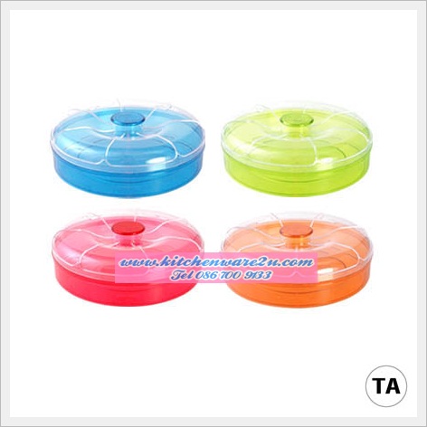 P07240 กล่องกลมใส พลาสติกแข็ง จุกสี ใสปิ๊ง จุ 590 ml (16.5*16.5*5 cm) 226 ราคาส่งต่อ 1 โหล: 12 ใบ