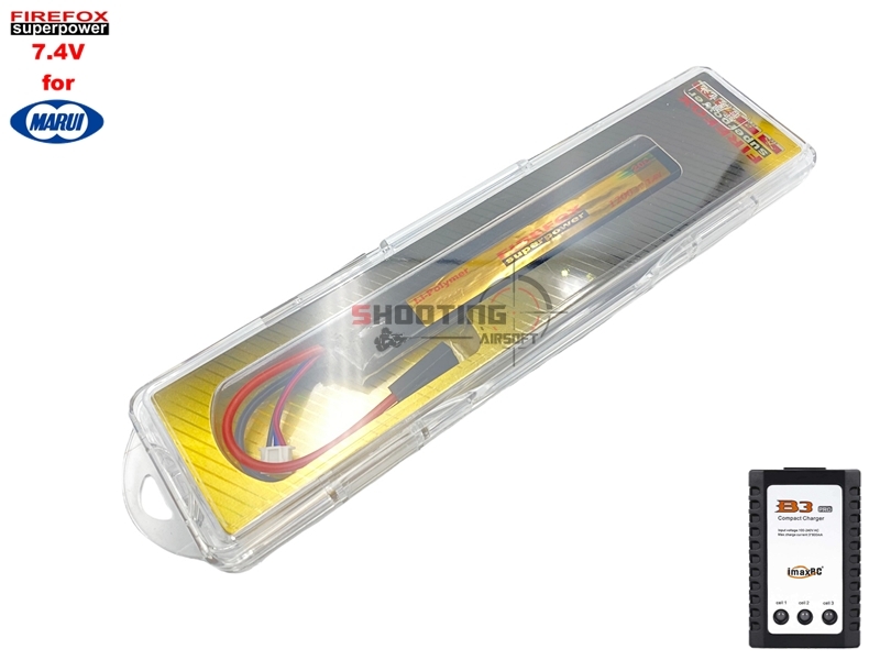 Set แบตลิโพ Firefox 20c 1200mAh 7.4v พร้อมเครื่องชาร์จ B3 (สำหรับ AK Tokyo Marui)