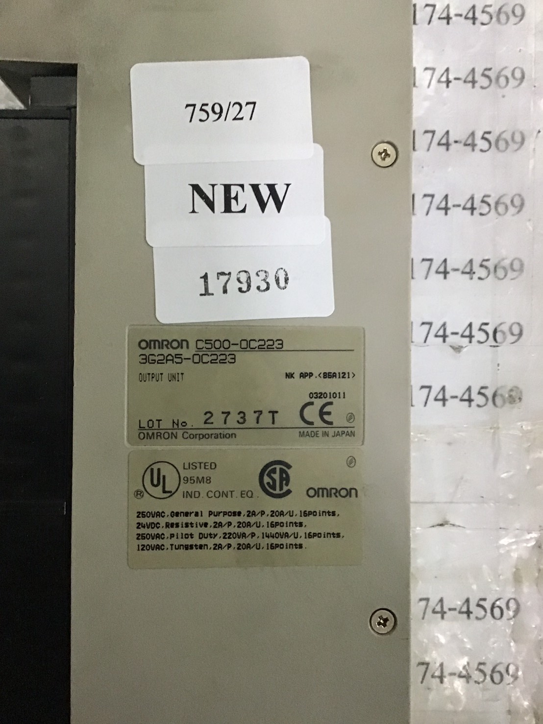 PLC " OMRON " MODEL : C500-OC223